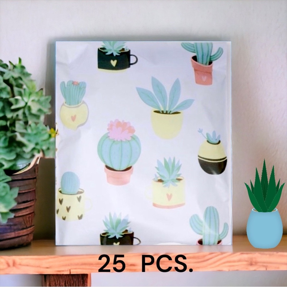 25 10X13 Poly Mailers Succulent in Pots Boho Chic Shipping Envelopes PRICE FIRM - Picture 3 of 8
